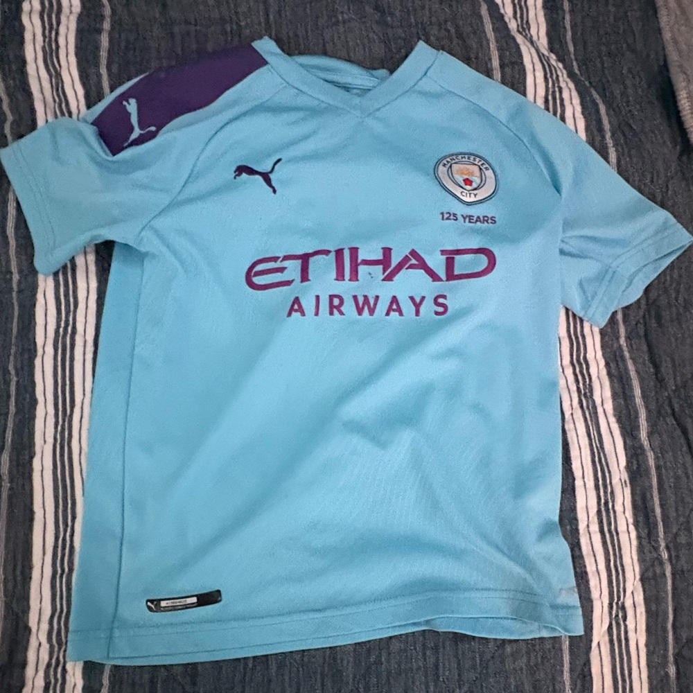 Puma Manchester City Light Blue and Purple youth Soccer Jersey